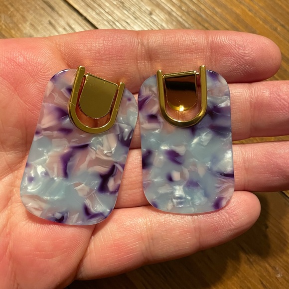 Kate Spade Geo Rectangular Lilac Drop Earrings - Picture 7 of 8